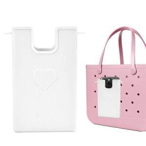 lot 5548 image: UeKeKicg Silicone Phone Holder for Bogg Bag, Phone Case Holder Charms Accessory Compatible with All Bogg Bags,Beach Tote Bags (White, Large)