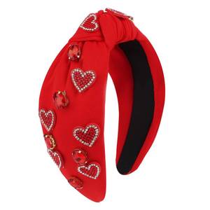 lot 5579 image: Ondder Valentines Day Headband for Women Red Heart Knot Headband Valentines Day Heart Hair Accessories for Women - Retail $8