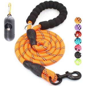 lot 5587 image: BAAPET 2456 FT Dog Leash with Comfortable Padded Handle and Highly Reflective Threads for Small Medium and Large Dogs (6FT-12, Orange) - Retail $9