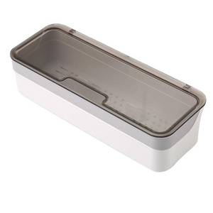 lot 5588 image: AIYoo Large capacity Plastic Kitchen Drawer Organizer with Lid and Drainer Stackable Utensil Holder for Countertop Silverware Tray Flatware Organizers - 12.6x4.7x2.4 Inch Spatula Cutlery Tray ONE HINGE DAMAGED - Retail $15