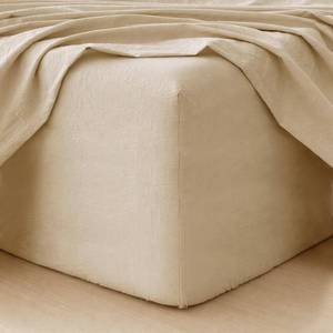 lot 5589 image: MooMee Fitted Bottom Sheet Only 100% Washed Cotton Linen Like Textured Breathable Durable Soft Comfy Deep Pocket Fits Mattress up to 17 (Almond Milk Grey, Queen) - Retail $40
