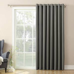 lot 5593 image: Sun Zero Barrow Energy Efficient Grommet Sliding Patio Door Curtain Panel, 100 x 84, Steel - Retail $22