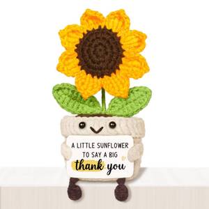 lot 5599 image: Glydein Thank You Gifts for Women Men, Handmade Positive Sunflower Crochet Decor, Cute Thank You Gift with Warm Card for Friend Family, Appreciation Gifts for Teacher Boss Coworkers Doctor Nurse - Retail $9
