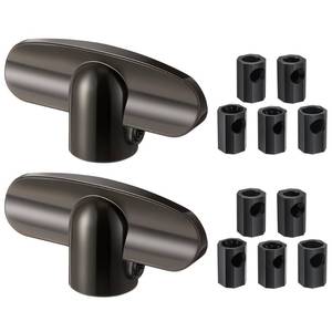 lot 5601 image: 2 Pack Universal Tee Crank Casement Window Handles, Low Profile Design Prevents Interference with Window Coverings, Crank Replacement Handles, 1-18 x 2-38 (Satin Bronze) - Retail $13