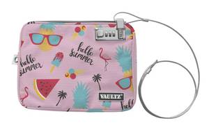lot 5617 image: Vaultz Locking Pool Pouch - Water-Resistant Combination Locking Pouch wTether for Cash, Pool, Beach, Bank, or Travel - 7.5 x 9 Inches, Medium, Hello Summer - Retail $26