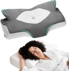 lot 5619 image: Elviros Cervical Memory Foam Pillows for Neck and Shoulder Pain, Neck Pillow for Sleeping, Side Sleeper Pillows for Adults, Ergonomic Orthopedic Sleeping for Back and Stomach Sleepers (Medium Firm) - Retail $36