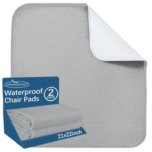 lot 5624 image: Waterproof Chair Pads for Incontinence Washable 22 x 21, 2 Pack Absorbent Seat Protector Pee Pads for Adults, Elderly, Kids, Toddler and Pets, Grey - Retail $15