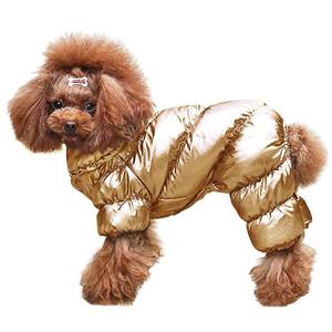 lot 5625 image: AOFITEE Dog Coat, Waterproof Dog Jacket, Fullbody Dogs Winter Coat Snowsuit, Windproof Puppy Puffer Jacket Snow Suit with Legs, Pet Fleece Winter Vest, Cold Weather Coats for Small Dogs, Gold S - Retail $41