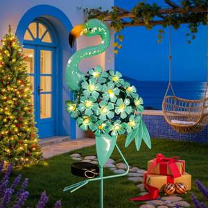 lot 5638 image: Homeimpro Flamingo Gifts Solar Garden Lights for Mom, Outdoor Yard Decorations Garden Decor for Outside Lawn Ornaments Yard Art Birthday Women Men (Robin Egg Blue, 1Pack) - Retail $20