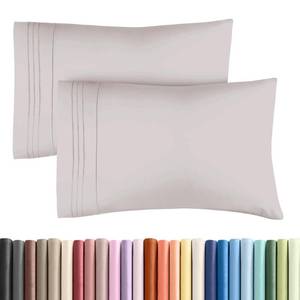 lot 5649 image: King Pillow Cases Set of 2 - Ultra Soft Hotel Quality Pillowcase Covers - Comfy, Cozy & Wrinkle Free - Shrinkage, Stain & Fade Resistant - Machine Washable Pillow Protectors - 2 Piece Set - Light Grey - Retail $15