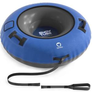 lot 5650 image: QPAU Snow Tube with Premium Canvas Cover for Kids and Adults, 48 Inflatable Heavy Duty Snow Tube Made by Thickened Bottom, Sled Winter Outdoor Fun Toys for Children Boys Girls (Blue) - Retail $60