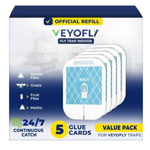 lot 5661 image: VEYOFLY Fly Trap Indoor Refill, Fruit Fly Traps for Indoors, Gnat Traps for House, Fly Catcher, Fly Trap, Plug in Catch for Fruit Flies, Moths, Gnats, Mosquito Trap (Pack of 5 Refills) - Retail $15