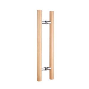 lot 5682 image: Glass Door Handle 304 Solid Connector, Wood Handle for Sauna Room, Double Sided Push Pull Handle Beech Wood Door Pull, H Shape Door Handle Bar (Length 16inches, Wood Color(Straight Connector))