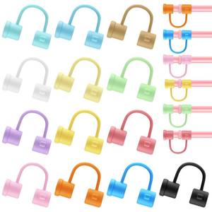 lot 5693 image: PLULON Silicone Straw Cover Caps 8mm Reusable Straw Tips Dust-Proof Toppers Colorful Covers Plugs Protector Accessories for Reusable - Retail $9