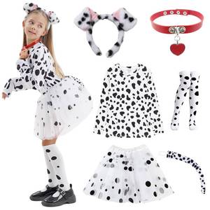 lot 5694 image: 101 Dalmatian Costumes Kids, Girls Shirt Tutu Outfit Ears Headband Socks Accessories for 101st Day Of School (Toddler) - Retail $22