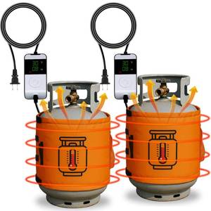 Propane Tank Heater Blanket with Thermostat &amp; Timer, Adjustable 41-122°F Propane Tank Warmer Blanket for 5-40LB Gas LP Cylinders, Propane Tank Heating Blanket for Outdoor Camping (2pcs Orange) - Retail: $137