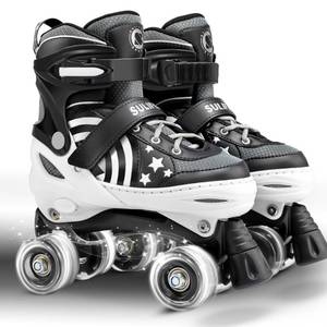 lot 5712 image: SULIFEEL Rainbow Unicorn 4 Size Adjustable Roller Skates for Girls Boys for Kids Ages 3-5 5-8 6-12 Children Skates Indoor Outdoor - Retail $70