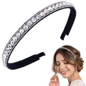 lot 5724 image: HINZIC Non-Slip Rhinestone Headbands for Women, Sparkling Crystal Hair Bands for Bridal Wedding, Bling Diamond Hair Styling Clips Accessories for Girls- White - Retail $8