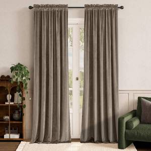 lot 5730 image: jinchan Velvet Curtain for Living Room, Truffle Thermal Insulated Luxury Drape for Bedroom 108 Inch Long, Stylish Design Super Soft Privacy Room Darkening Window Treatment Rod Pocket 1 Panel, Coffee - Retail $37