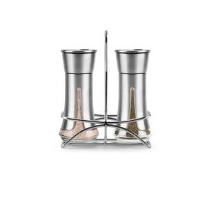 lot 5731 image: Aelga Salt and Pepper Shakers with Holder, Salt Shaker for the Kitchen with Adjustable Pour Holes for Himalayan, Kosher, and Sea Salts - Retail $18