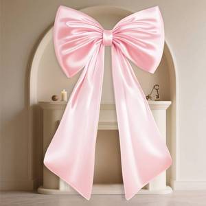 lot 5738 image: EEEKit Giant Wall Bow, 34 x 24 Inch Large Pink Bow Decor, Big Coquette Bow Backdrop for Home & Christmas Decor, House Warming Gift - Retail $18