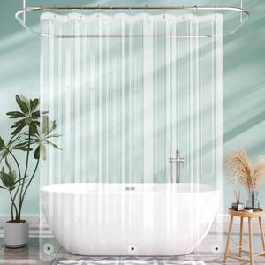 lot 5747 image: AmazerBath Long Shower Curtain Liner with 3 Magnets, 72x90 Clear Shower Curtain Liner Tall, Waterproof Plastic Shower Liner, Lightweight PEVA Shower Curtain with 12 Rustproof Metal Grommets - Retail $14