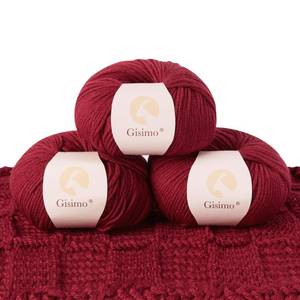 lot 5760 image: GISIMO 100% Merino Wool Yarn, 6-Ply Luxurious and Soft Yarn for Hand Knitting & Crocheting, 1.76 OZ50g, 127 yds116 Meters (red, 3 Balls) - Retail $36