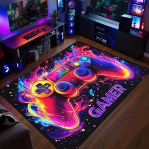 lot 5790 image: Gamer Rug for Boys Room - Gaming Rug, 46 x 6 Colorful Gaming Carpet for Teens Boys Playroom, Cool Video Game Carpet for Bedroom Living Room Playroom Gameroom Decor Floor Mats - Retail $50