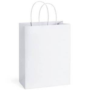 lot 5794 image: BagDream Gift Bags 8x4.25x10.5 Kraft Paper Bags with Handles Bulk, White Gift Bags Medium Shopping Retail Merchandise Wedding Party Favor Bags, Paper Grocery Bags Sacks Recyclable - Retail $27