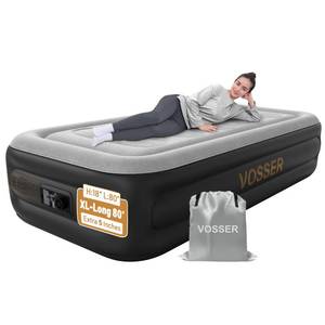 lot 5795 image: VOSSER Twin Air Mattress with Built in Pump,18Inflatable Mattress 2 Mins Self-InflationDeflation,XL-Long Blow up Mattress Thicker,Flocked Top Air Bed with Storage Bag for Home, Camping & Guests - Retail $66