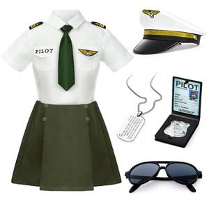 lot 5803 image: G.C Girls Pilot Costume Kids Dress Up Outfits Toddler Sunglasses Hat Accessories Halloween Cosplay Role Play Party Gifts - Retail $28