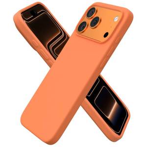lot 5815 image: ORNARTO Compatible with iPhone 17 Pro Max Case 6.9, Slim Liquid Silicone 3 Layers Soft Gel Rubber Shockproof Protective Cover with Anti-Scratch Microfiber Lining-Dusty Orange - Retail $17