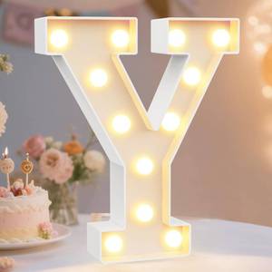 lot 5819 image: Pooqla LED Marquee Letter Lights Sign, Light Up Alphabet Letter for Home Party Wedding Decoration Y - Retail $10