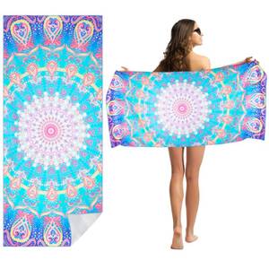 lot 5874 image: CCILAND Microfiber Sand Free Beach Towel, Oversized Beach Towels for Adult, 71X32 Lightweight Towels for Beach, Quick Dry Super Absorbent Towels Beach for Travel Swimming Bath (Colorful) - Retail $16
