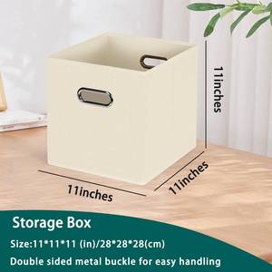 lot 5887 image: HEAYEEG Foldable cube storage bins, Fabric Storage Box Cubes Organizer Baskets with Dual Handles for Home Organizer,Nursery,Shelves,Closet,Set of 2,(Creamy-White) - Retail $30