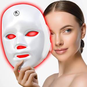 gelpal 7-1 Colors Red Light Therapy For Face LED Facial Skin Care Mask,Red Light Mask for Face, LED Facial Mask Light,Salon or Home,White. - Retail: $40