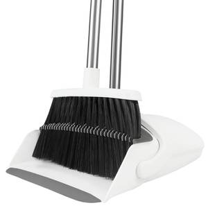 lot 5900 image: BSKLIN Broom and Dustpan Set, Broom Dustpan Combo Set for Home 52-in Long Adjustable Handle Broom with Dustpan Teeth to Clean Hair for Home Office Kitchen Lobby(White) - Retail $20