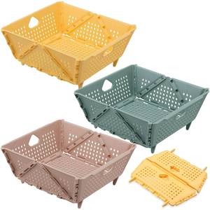 lot 5905 image: Acellegic 3 Pack Versatile Collapsible Colander Thickened Plastic Kitchen Collapsible Strainer with Resting Feet Wash Foldable Storage Drain Basket for Pasta, Fruit, Vegetables, Berry Space Saving - Retail $17