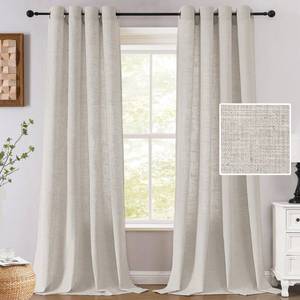 lot 5914 image: H.VERSAILTEX Linen Fabric Curtains for Living Room, 96 Inches Long, Light Filtering Privacy Drapes with Grommet, Farmhouse Textured Curtain 2 Panels Set, 52 W x 96 L, Pale Oak - Retail $37