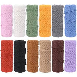lot 5917 image: 12 Rolls Macrame Cord 4 Strand 3 MM x 660 Yards Natural Cotton Rope Bulk Colored Cotton Craft Cord DIY Twine Colorful Macrame String for Knitting Gift Wrapping Wall Hanging Plant Hanger - Retail $24
