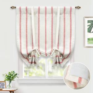 lot 5918 image: DriftAway Farmhouse Double Layer Linen Blackout Tie Up Curtains Thermal Insulated Vertical Striped Fully Lined Balloon Roman Shade Bathroom Window Adjustable Rod Pocket 25 Inch by 47 Inch Red - Retail $28