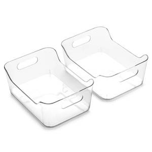 lot 5932 image: BINO  Plastic Storage Bins, Small - 2 Pack, Clear  THE SOHO COLLECTION  Pantry Organizers and Storage Containers Fridge Organizer Bins Kitchen Cabinet Organizer Medicine Cabinet Bin - Retail $17