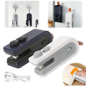 lot 5949 image: Mini Bag Sealer, 2-in-1 Rechargeable Magnetic Food Sealer & Cutter, USB Portable Handheld Heat Sealing Tool for Snacks, Chips, Vegetables to Keep Food Fresh (WhiteBlue,2PCS)
