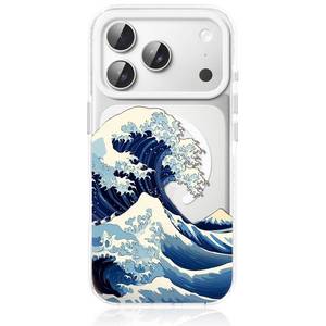 lot 5966 image: FEWGEY Clear Phone Case for iPhone 17 Pro Max Compatible with Magsafe, The Great Wave Japanese Anime Kanagawa Ocean Surf Beach Art Designer Magnetic Shock Proof Heavy-Duty Protection for Men Boy Women - Retail $17