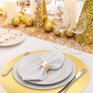 lot 5990 image: Tioncy Gold Round Paper Placemats Decorative Disposable Placemats Table Mats for Dining Wedding Table Decoration Home Banquet New Years Festive Party Birthday Holiday - Retail $15