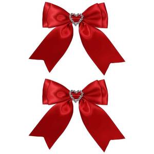 lot 5995 image: Red Hair Bow Clips Satin Bowknot Hair Clips Sweet Heart Rhinestones Ribbon Hairpins for Girls Chirstmas Valentines Day Party Hair Accessories - Retail $9