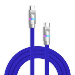 lot 6025 image: chubbycable Neon Chubby - Fast Charge Cable with Smart Light RGB Color Gradual Light Up 100W Charging Cord LED USB C Cable Compatible with iPhone 17-15 Series, Dark Blue, Type-C to Type-C, 9.8 FT - Retail $29