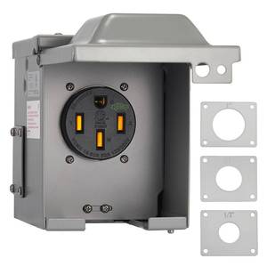 lot 6046 image: Suplevel 50 Amp EVRV Power Outlet Box, Extra Heavy Duty EV-Grade 14-50R Receptacle, NEMA 3R Enclosed Lockable Weatherproof Outdoor Metal Box, EV Charger, 3-Pole, 4-Wire, ETL Listed - Retail $45