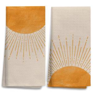lot 6049 image: OHSUL Boho Golden Sun Sunshine Sunset Sunrise Kitchen Towels Dish Towels Dish Cloth Set of 2,Boho Minimalist Hand Towels Tea Towel for Bathroom Kitchen Decor,Boho Lover Gifts - Retail $18