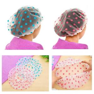 lot 6065 image: Shower Cap, 2Pcs Waterproof Reusable Shower Caps Bath Hair Hat for Women Men Kids